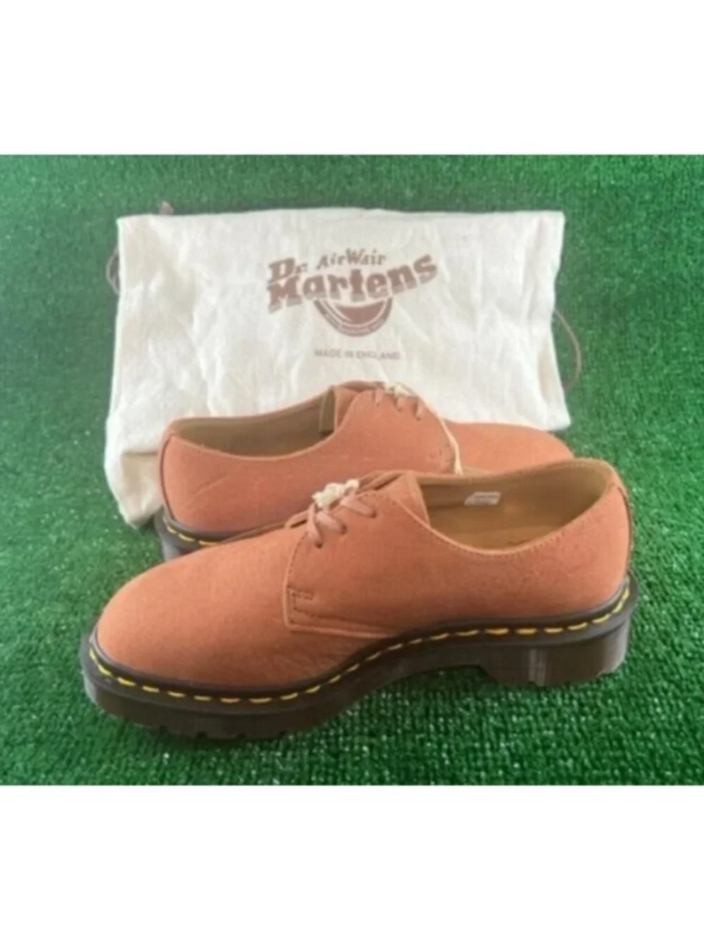 Men Dr Martens 1461 Made In England C.F Stead Suede Shoes Chestnut Brown Size 4